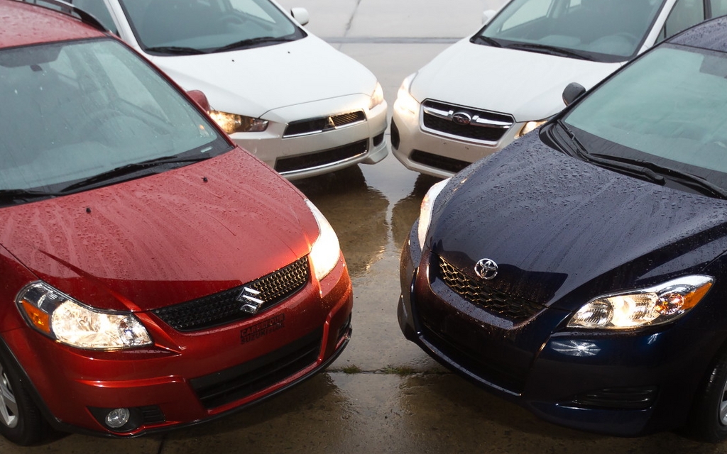 Suzuki SX-4, Mitsubishi Lancer AWD, Subaru Impreza et Toyota Matrix, toutes des int&eacute;grales sous les 25 000$ pr&ecirc;tes &agrave; s'affronter!