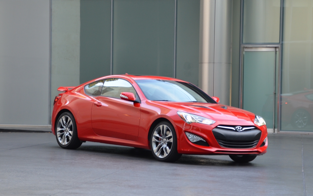 2013 Hyundai Genesis Coupe. The front section is a lot more aggressive, but not everyone likes the black fenders.
