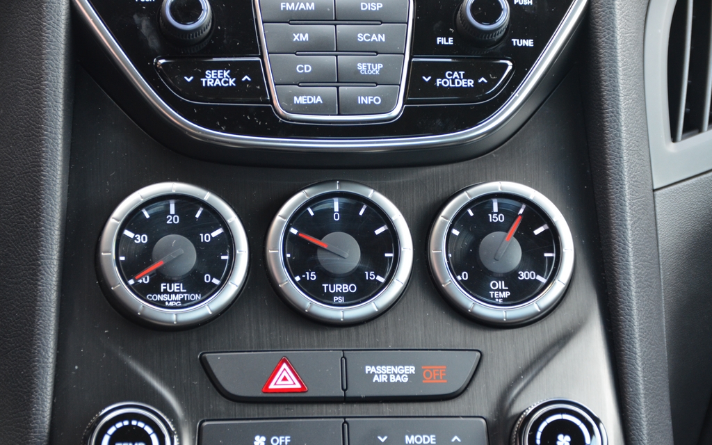 2013 Hyundai Genesis Coupe 2.0T. On the 2.0T trim, the centre gauge