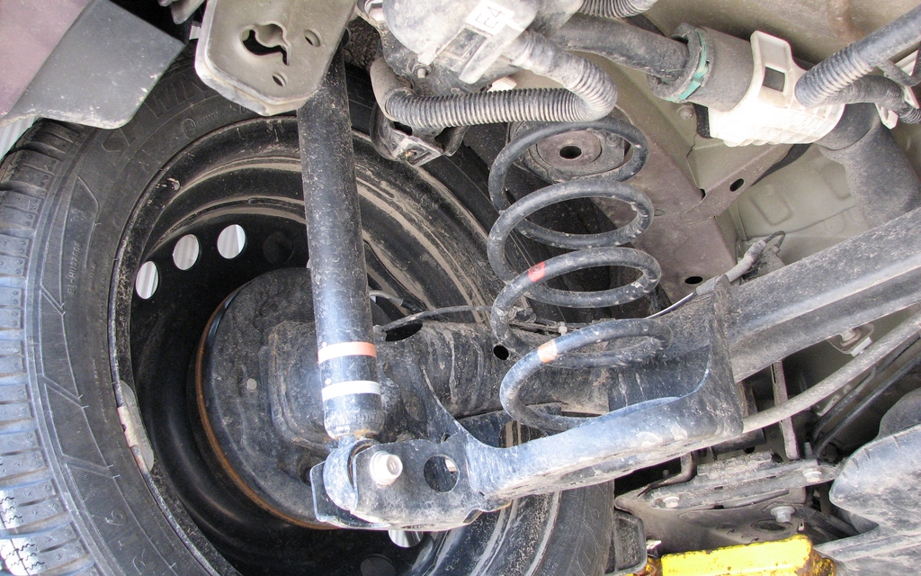 In back, it’s a torsion beam suspension with gas shocks. The design is