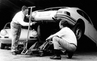 Ferry Porsche- left- worked with his  son Ferdinand Alexander on the development of the future 911.