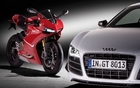 Audi R8 et moto Ducati