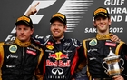 Vettel entour&eacute; de Raikk&ouml;nen et Grosjean : un podium in&eacute;dit lors du Grand Prix F1 de Bahre&iuml;n.