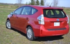 The Prius V is longer than the regular Prius and has a wagon-inspired tailend