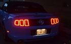 The Mustang is hard not to recognize, even at night.