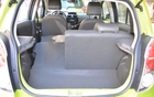 The 40/60 fold-down seatbacks create a total capacity of 883 litres versus 473 for the Scion iQ and 770 for the Fiat 500.