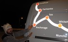 Our starting point for the Arctic Circle adventure, conveniently decaled onto the sides of our vans.