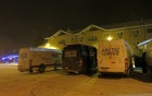Our Mercedes-Benz Sprinter convoy bedded down for the night in Fairbanks, Alaska.