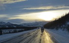 Slippery conditions increased our following distances as we trekked back to Fairbanks.