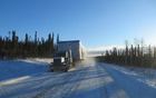 There is not always a place to pull-over when a rig this big blasts by you on the Dalton Highway.
